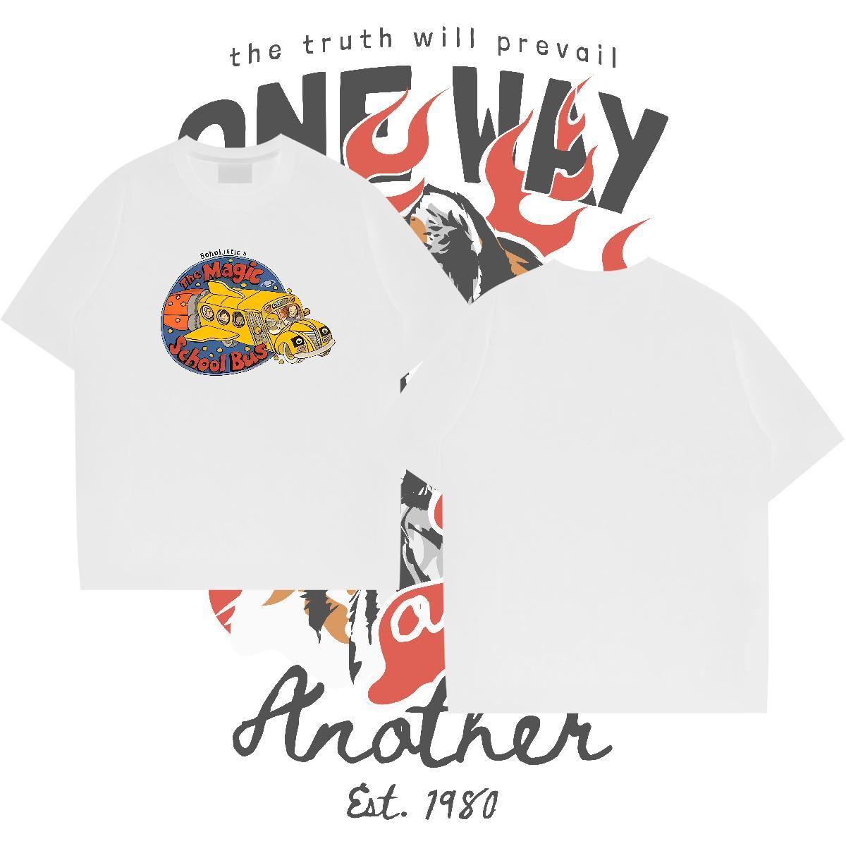 High Quality plane 230g 100% Cotton Couples T Shirts Hip Hop Pure Cotton T-Shirts Fashion Casual Floral Print Clothings
