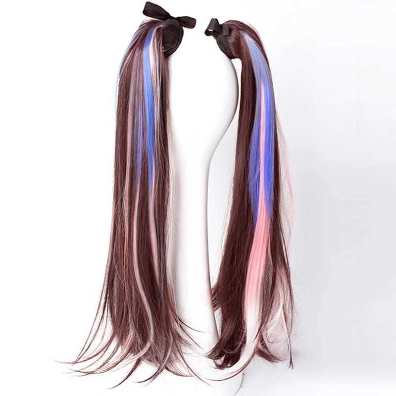 New womens ponytail hair extension synthetic wig suitable for womens natural black smooth small ponytail headband W240817