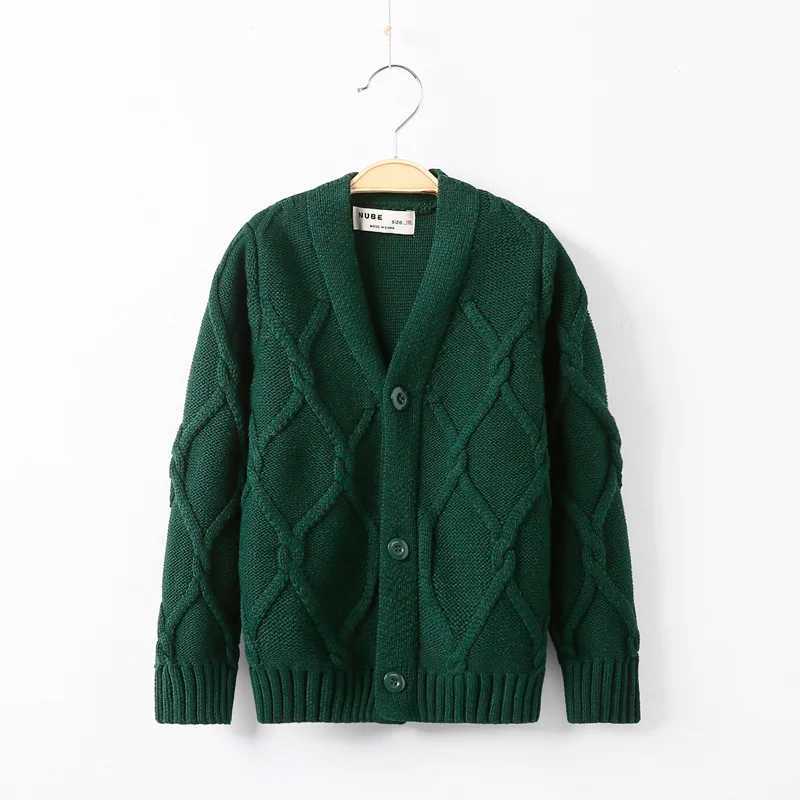 Hot Sales Spring Autumn Boys Sweater Solid Color Keep Warm Knitting Jacquard Weave V-neck Cardigan For 2-10 Years Old KidsXJ240819
