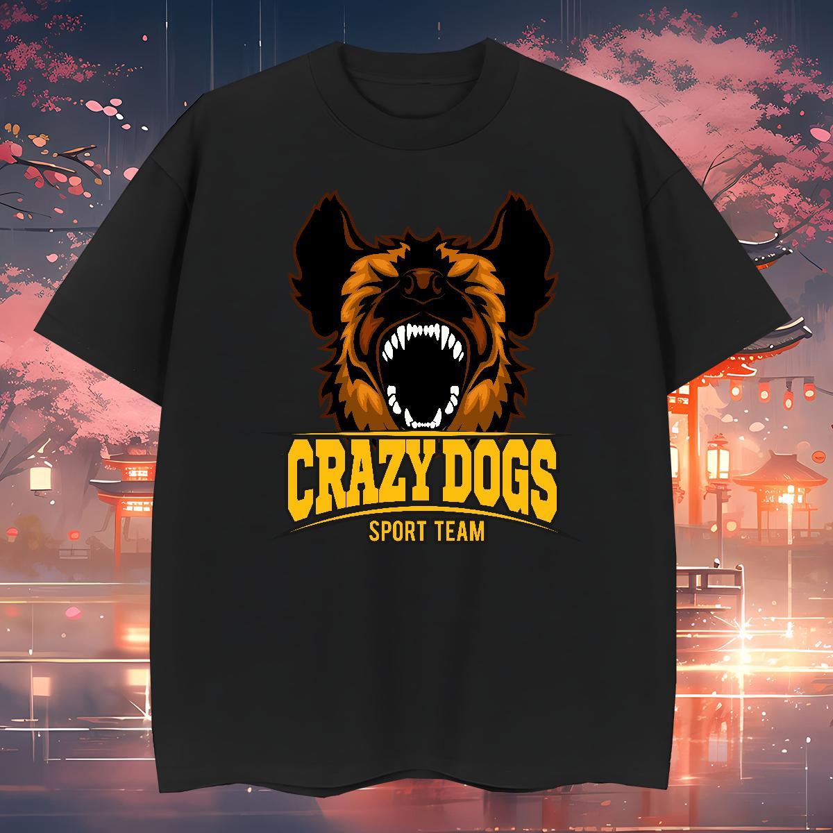 Comfortable T Shirt For Man crazy dog Crew Neck Breathable Summer Casual Plus Size Custom 230g Cotton Men Tees DIY Customized Wear