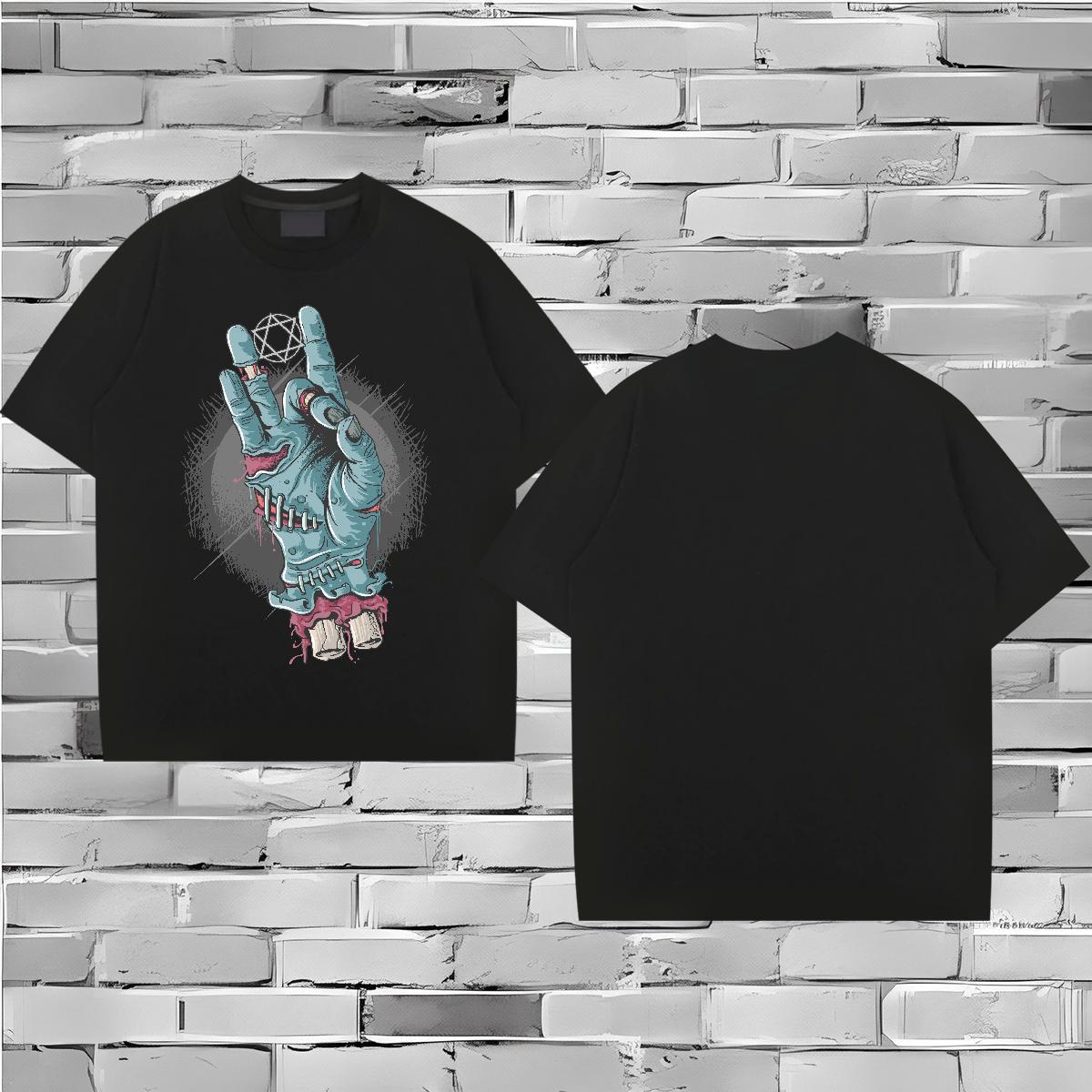 Brand Couples T Shirts hand Street Casual 230g 100% Cotton Wear Crew Neck Designer Man T Shirts Cartoon Print