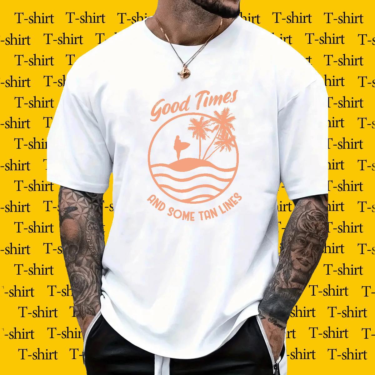 High Quality beach 230g Cotton Men Tshirts Daily Wear Breathable Crew Neck T-Shirts Fashion Design Anime Print Tees Shirts