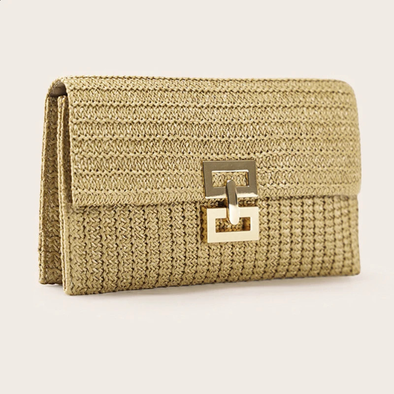 3 Fashion Colorful Women Clutch Purse Lightweight Small Straw High Quality Summer Casual Magnetic Snap Woven Bag 240820 4