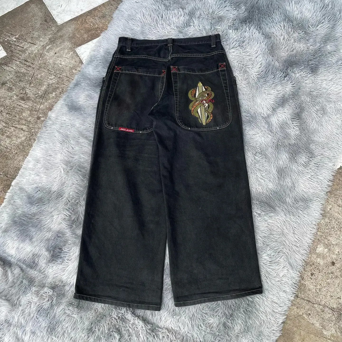 Retro jeans jncos y2k pants cargo pants men y2k wide leg streetwear baggy jinco jeans for men cargo clothing ropa mens jeans 240819