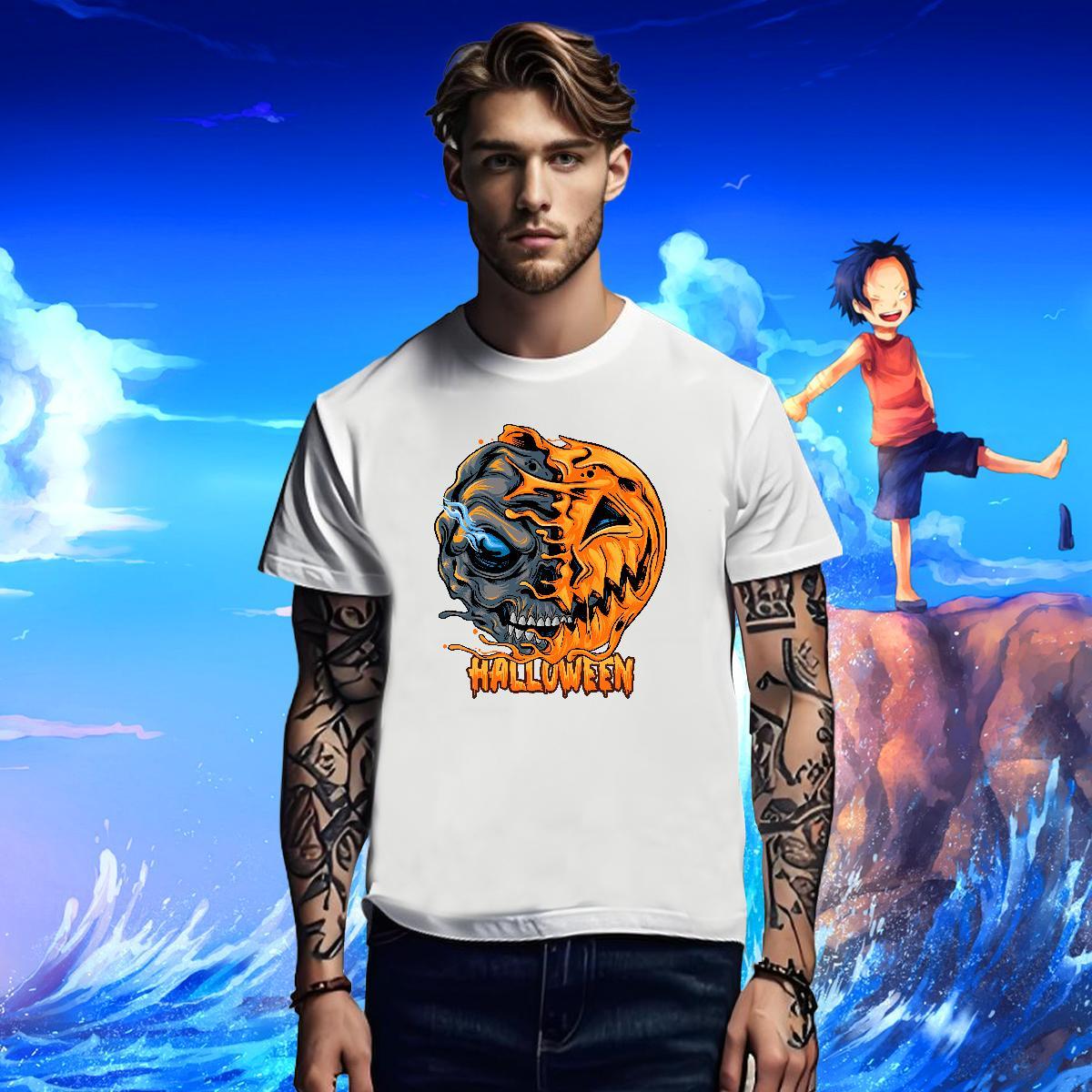 Custom Men Clothes T-Shirt pumpkin Casual Daily Wear 230g Pure Cotton Tops Tees O-Neck Short Sleeve Designer T-Shirts DIY Printed