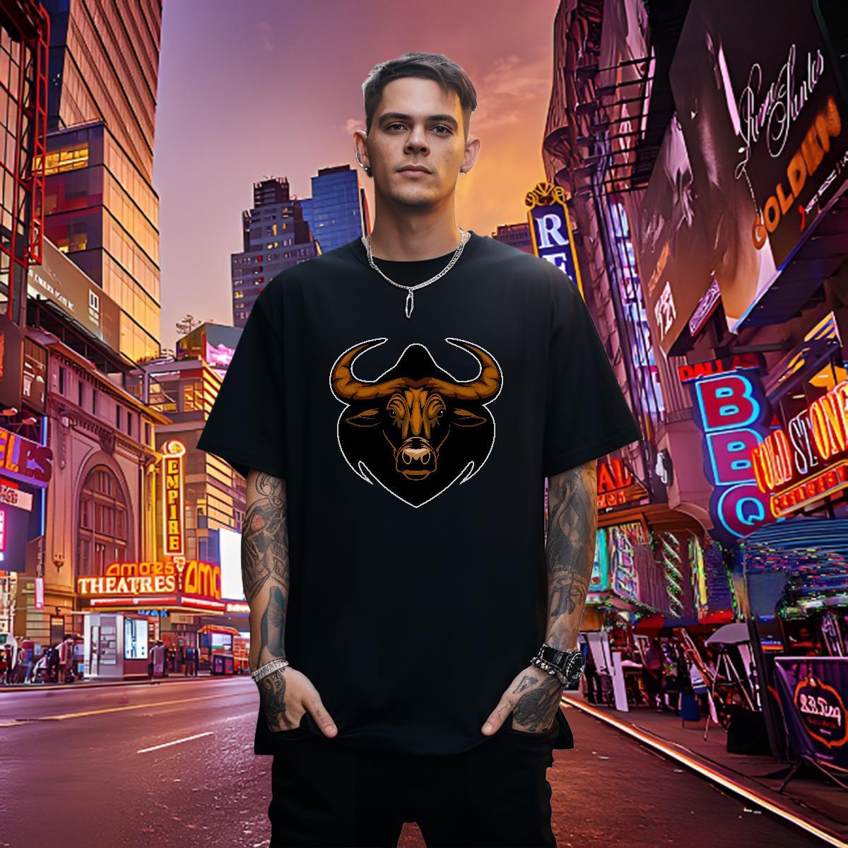 Free Shipping T shirt bull Pure Cotton Hip Hop Street Custom Print Plus Size 230g Pure Cotton Men Clothes T-Shirt New Designer Tops Tees