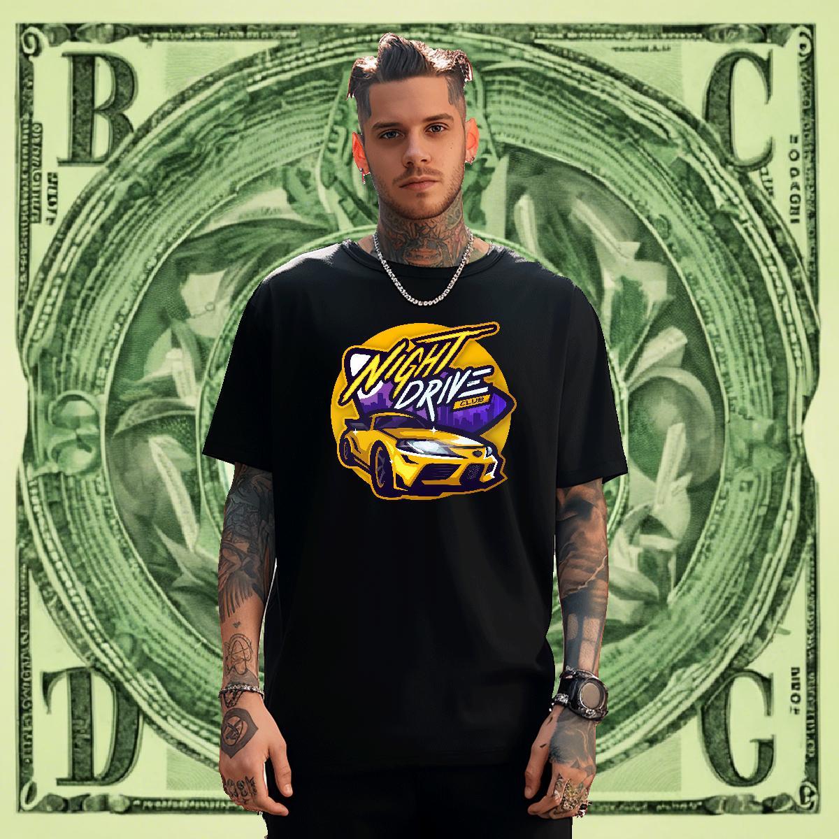 Cool Men Tshirts Sport 230g Pure Cotton DIY Printed Crew Neck Breathable car T-Shirts New Tee Shirt