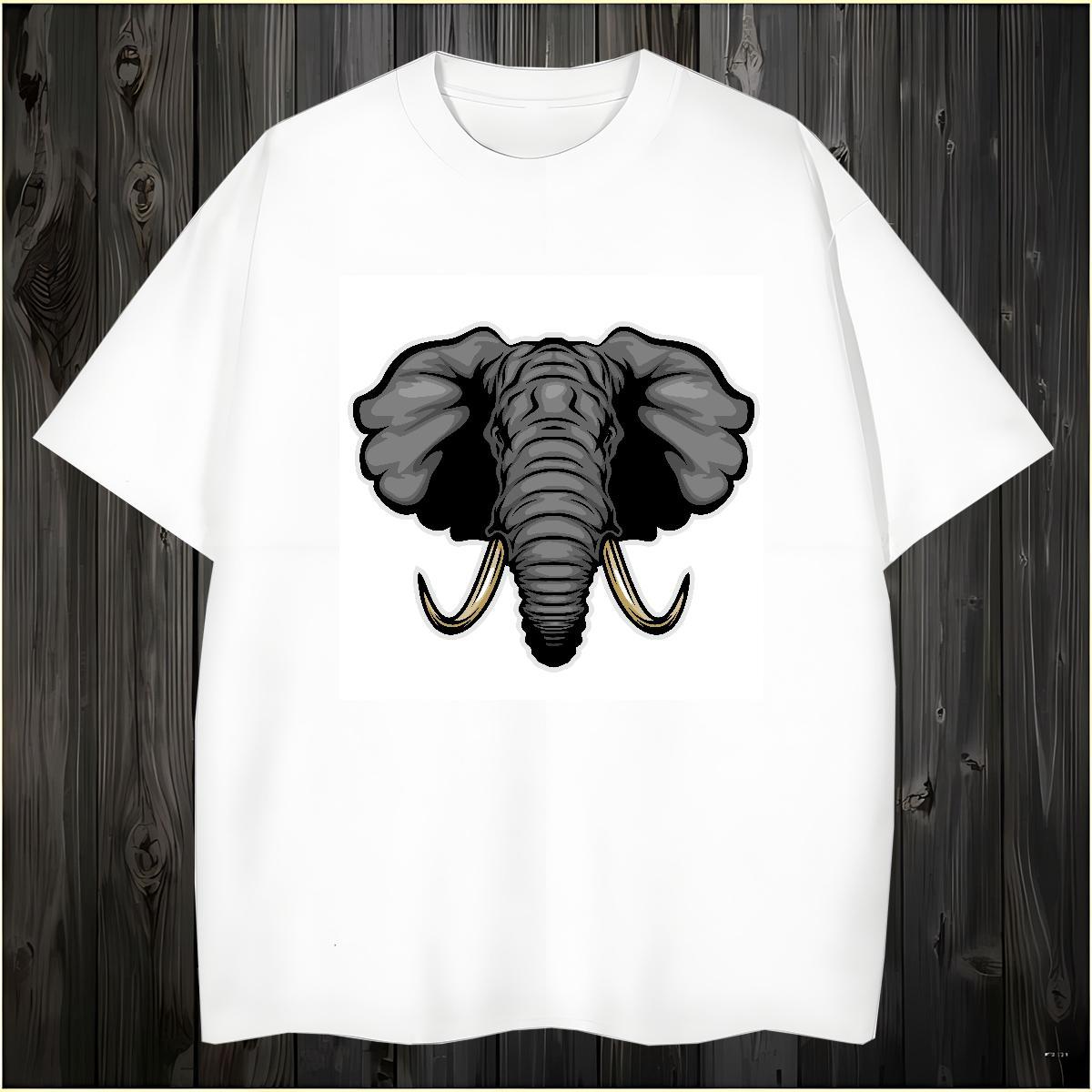 Classic Men T Shirts elephant Short Sleeve O-Neck Anime Printing Street Plus Size Custom 230g Pure Cotton Men Tops Tees 2024 Tee Shirt
