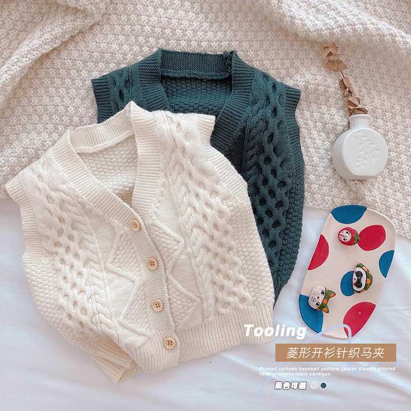 Baby Girls Boys Vest Sweater Cardigan Coat Spring Autumn Childrens Clothing Korean Kids Sleeveless Diamond Knitted Sweater VestXJ240819