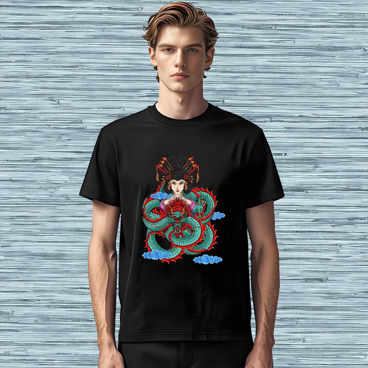 T shirt 230g Cotton dragon Casual Beach Round Neck Short Sleeve Plus Size Custom Men Tops Tees Classic Casual Brand Tees Shirts