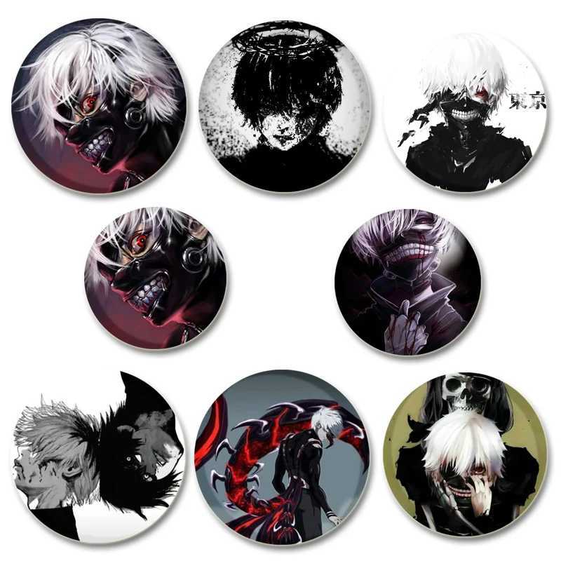 High definition printed pin cartoon character Kaneki Ken badge classic anime Tokyo Ghoul bread brooch backpack clothing gift accessories W240815