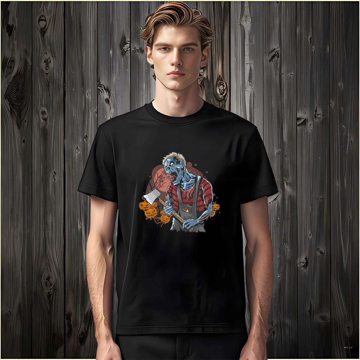 T Shirt For Man 100% Cotton 230g zombie Spring Summer Breathable DIY Printed Men Tops Tees Factory Direct Cool Design Top Tees