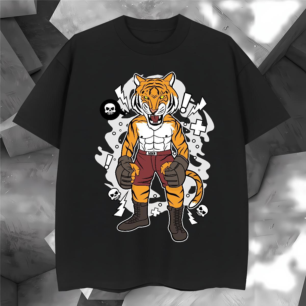 Classic Casual Mens Tshirts angry Street wear Hip Hop 230g Pure Cotton Tops Tees Breathable Short Sleeve Comfortable T-Shirts for Men Anime Print