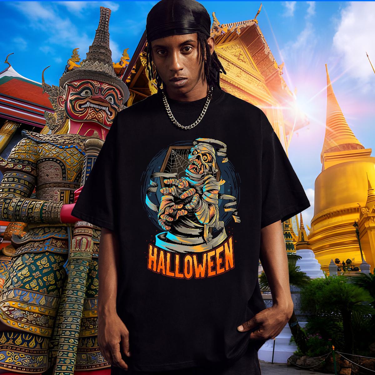 Classic Man T Shirts skull Round Neck Short Sleeve Hip Hop Street Oversized 4XL 230g Cotton Men Tees Customized Polos