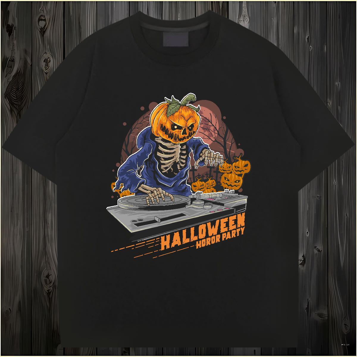 Classic T-Shirts for Men halloween Breathable Crew Neck Summer Casual Black White 100% Cotton 230g Tshirt for Man Woman DIY Customized Wear