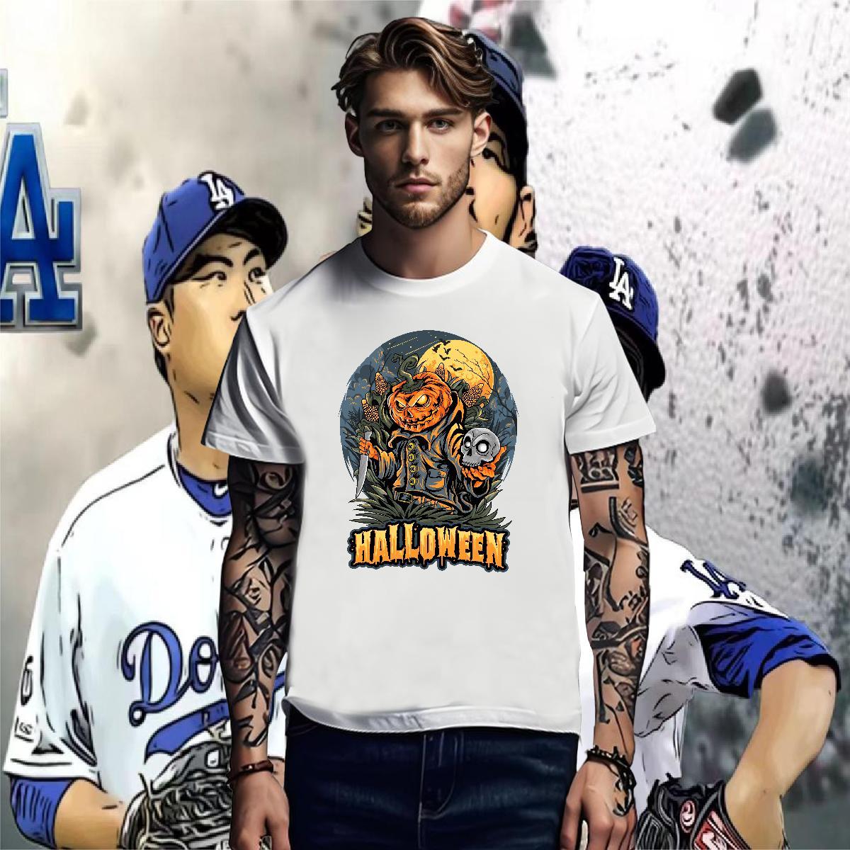 Fashion Design Men Tees pumpkin Sports Casual 230g Cotton Polos Pure Cotton Wholesale T-Shirts DIY Printed