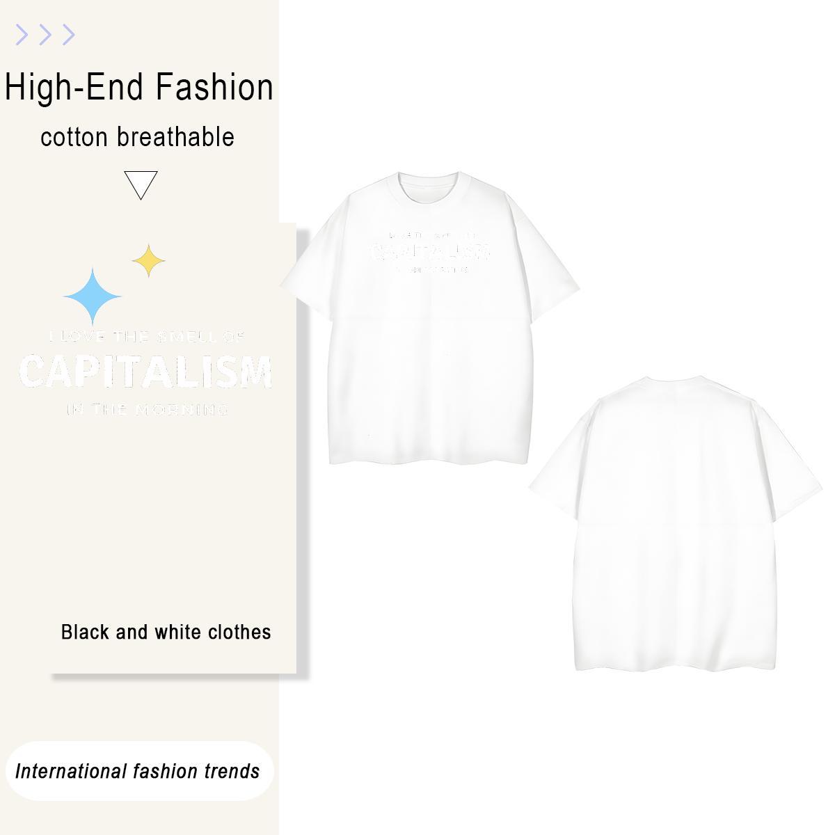Wholesale letter 230g Pure Cotton Tshirt for Man Woman Spring Summer Round Neck Short Sleeve Mens T Shirts Fashion New DIY Tops Shirt