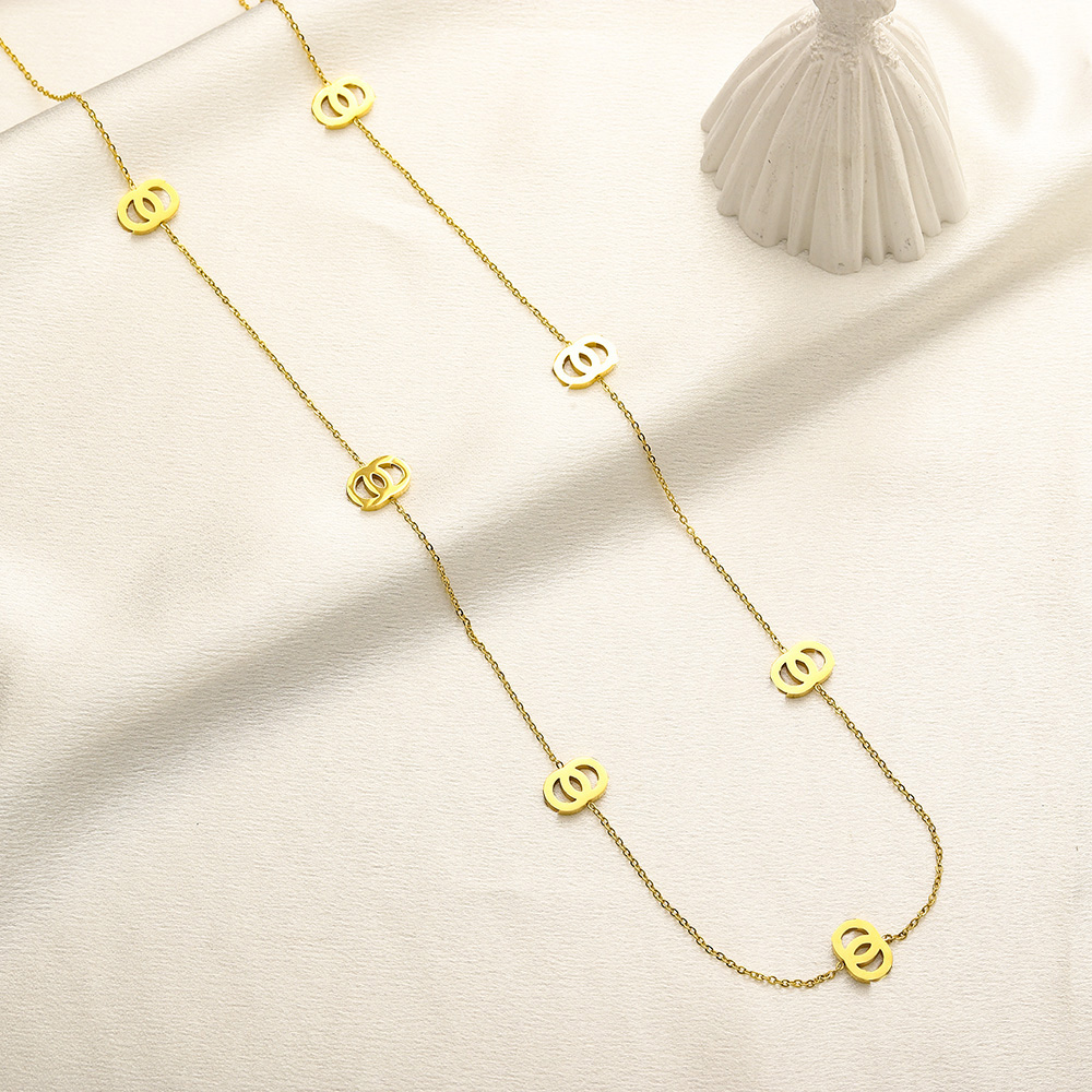 18K Gold Plated Long Chain Designer Necklace Fashion Women Necklaces Copper Pendant Crystal Imitation Pearl Wedding Jewelry 90CM