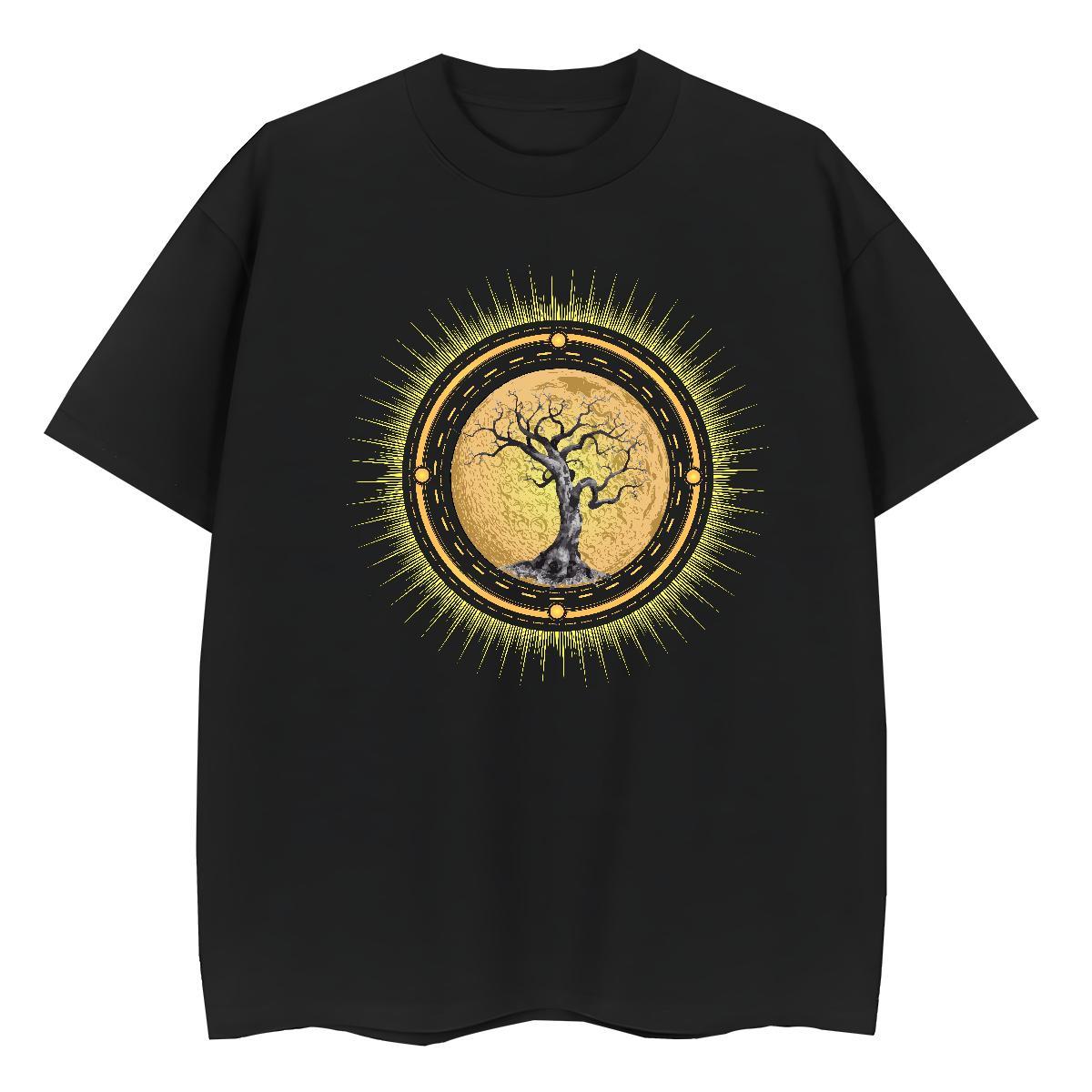 Fashion Casual Mens Tshirts tree Sport 100% Cotton 230g Tops Breathable Crew Neck Loose Men T Shirts DIY