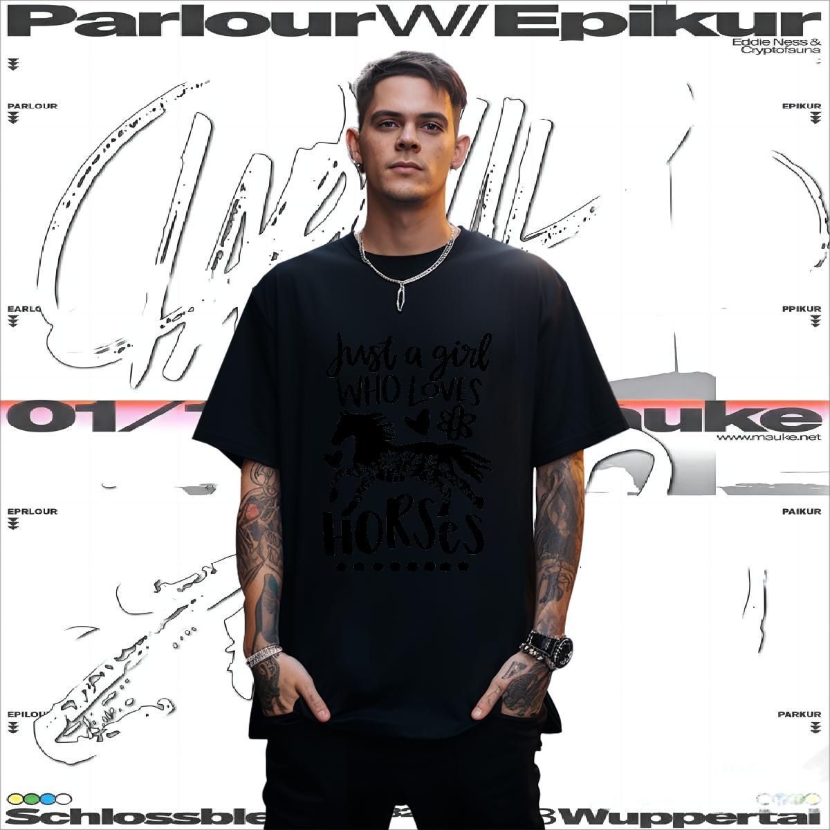 Soft T Shirts Men horse Breathable Soft High Street Hip Hop Cartoon Print 230g 100% Cotton Men Tshirts DIY Tee Shirt