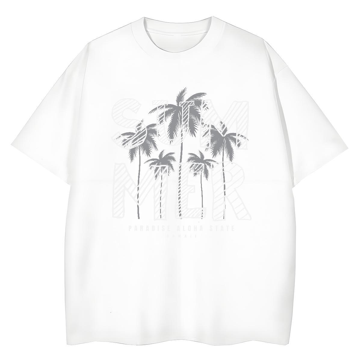 Designer Fashion Couples T Shirts tree Beach 230g Cotton Top Tees Breathable Crew Neck Unisex T-Shirts Custom Big Size