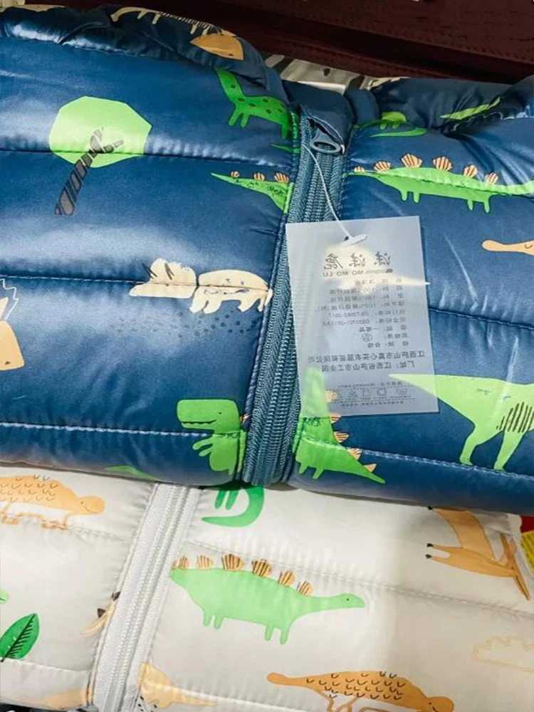Lightweight Down Jackets Warm Outerwear Winter Autumn Kids Girls Boys Baby Hooded Coats Dinosaur Printl Clothing 1-5 YXJ241214