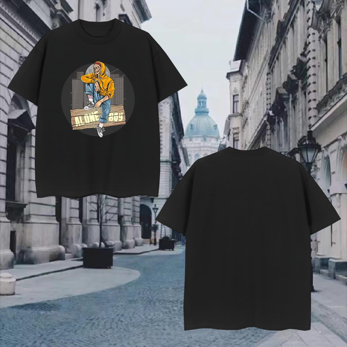 Unisex T shirt skull Crew Neck Street Wear Oversized 3XL 4XL 100% Cotton 230g Men Clothes T-Shirt New Tees Shirts