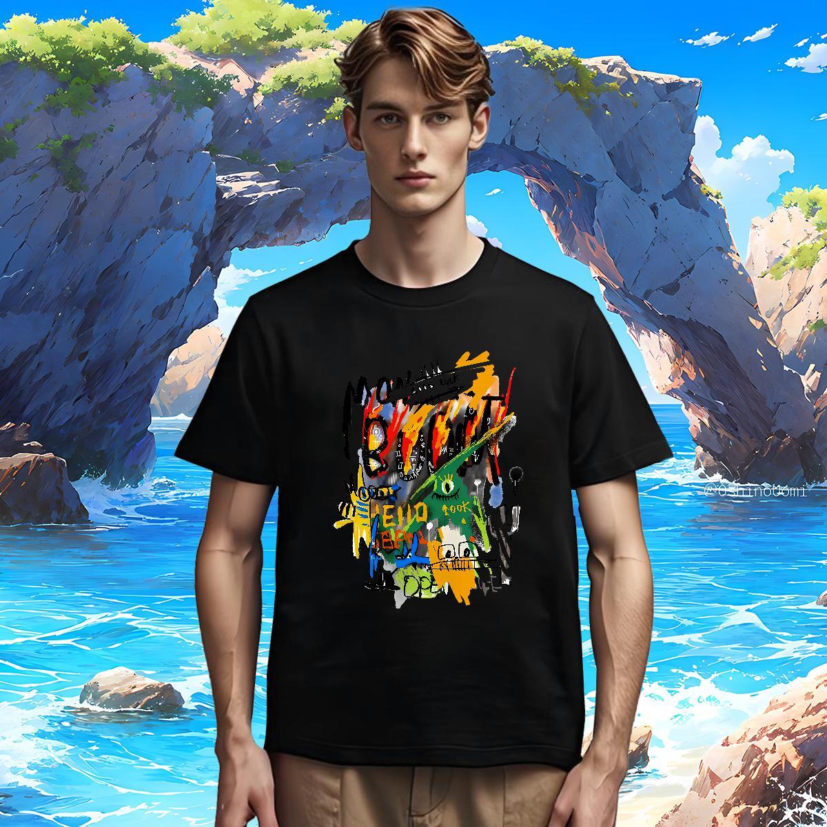 Mens T Shirts 230g Pure Cotton cartoon Street wear Hip Hop Crew Neck Breathable Custom Printed Men Tops Tees DIY Loose Tee Shirt