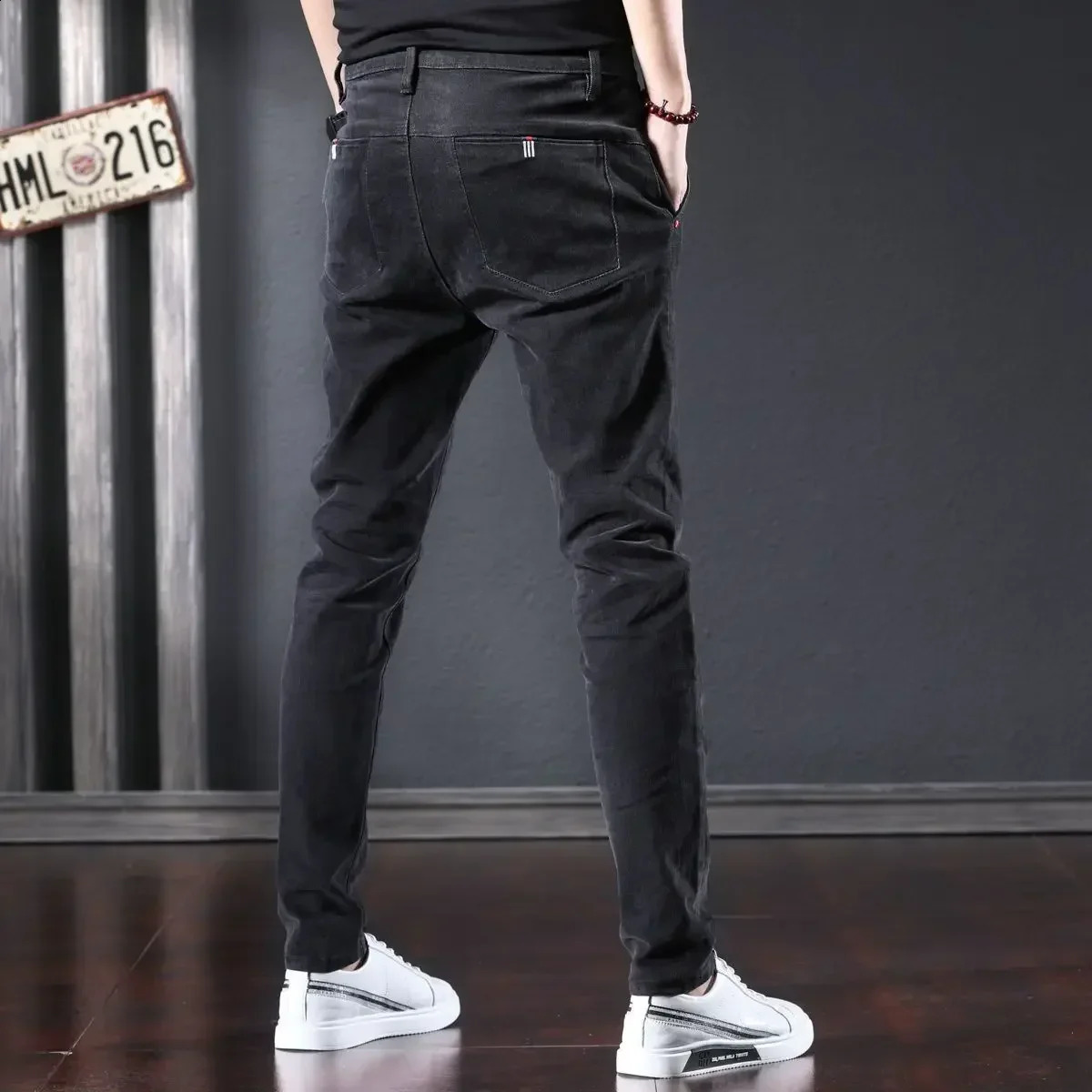 Trousers Work Wear Man Cowboy Pants With Pockets Mens Jeans Stretch Elastic Skinny Casual Slim Fit Tight Pipe Stylish Xs 240819