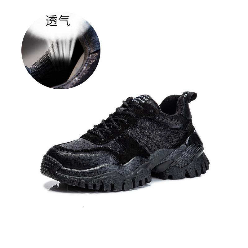 Ddmysports Absorbing Film Sole Dad For Women In Winter New Thick Soled Plush Leather S Shoes Elevated Sports Running OUTDOOR