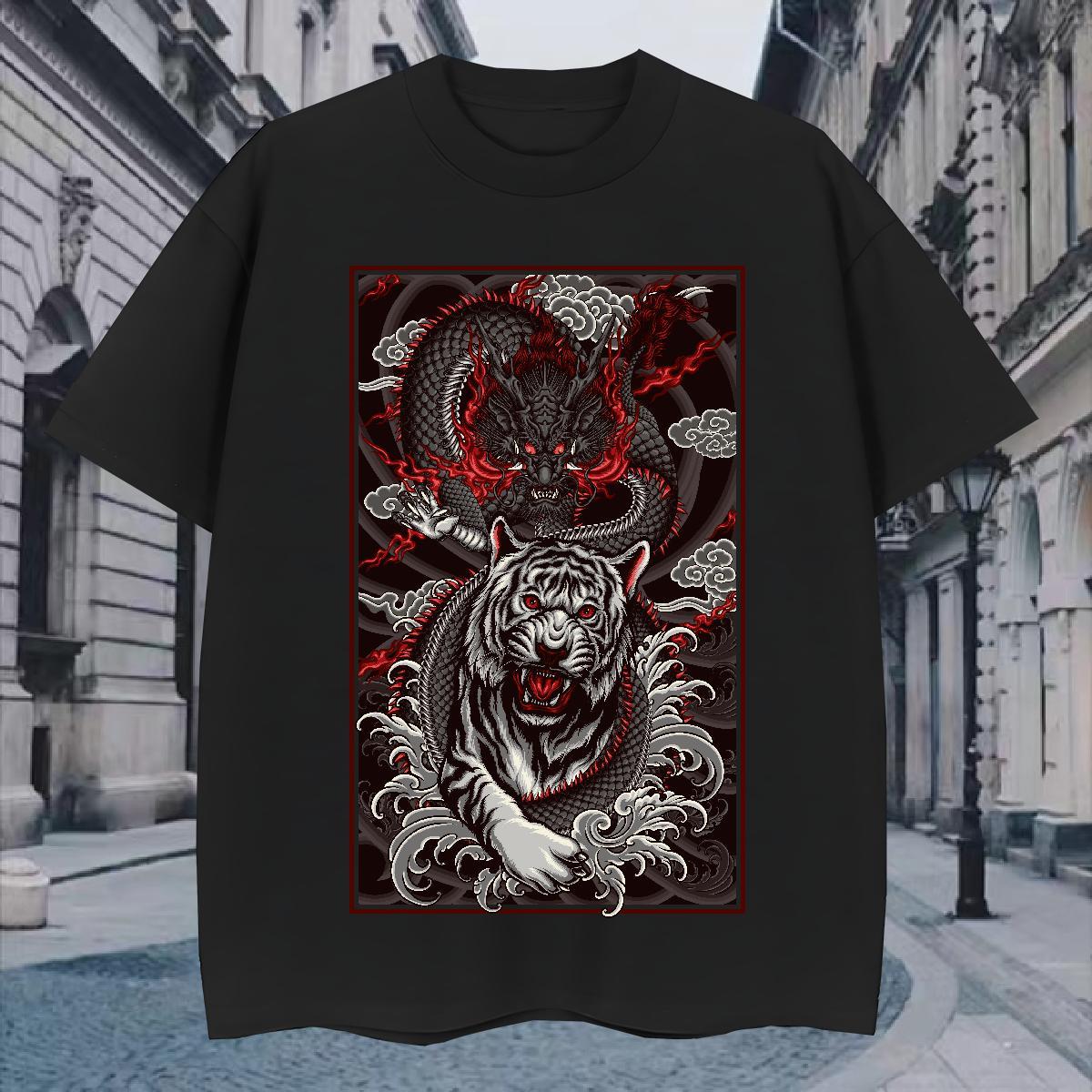 T-Shirts for Men 230g Cotton ferocity Street Casual Round Neck Short Sleeve Custom Print Oversized Tshirts Free Shipping Classic Top Tees
