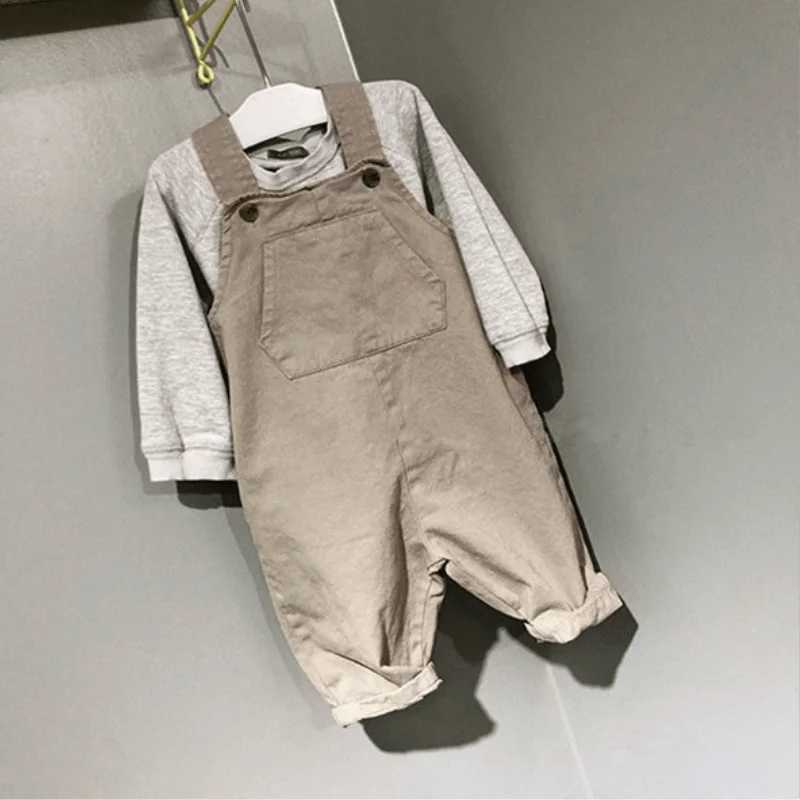Fashion baby girl cotton jeans suspension pants spring autumn baby denim jumpsuit loose baby clothing 1-7Y W240806