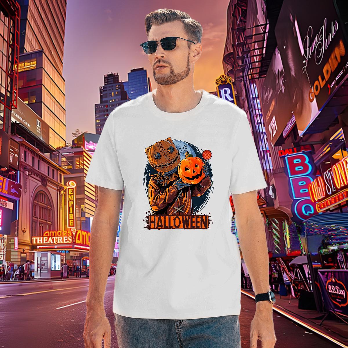 Popular Men T Shirts halloween Breathable Short Sleeve Outdoor Graphic 230g Pure Cotton Mens Tshirts Casual New Polos