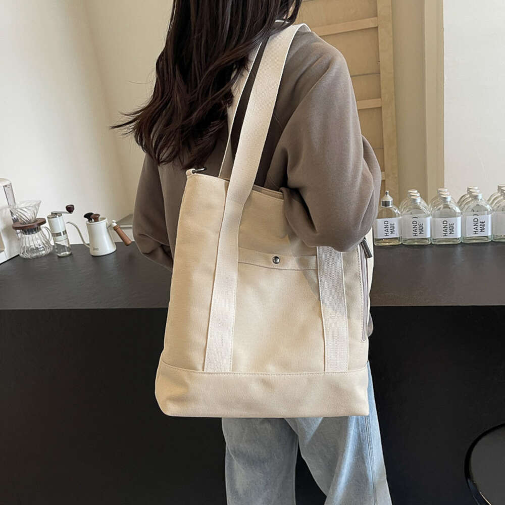 ISN design multi pocket commuting thick canvas student leisure tote bag, tutoring bag