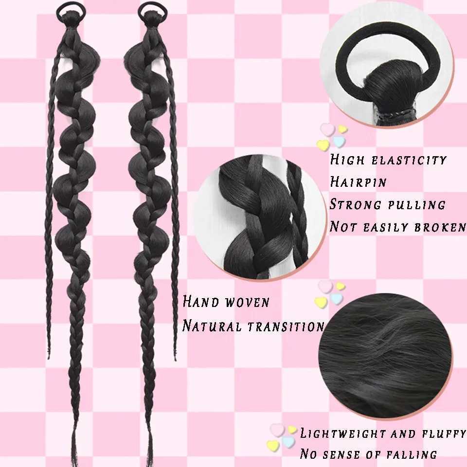 EASTSECRET wig ponytail female internet celebrity twisted brain sweet and spicy girl boxing brain circulation style double long brain W240817