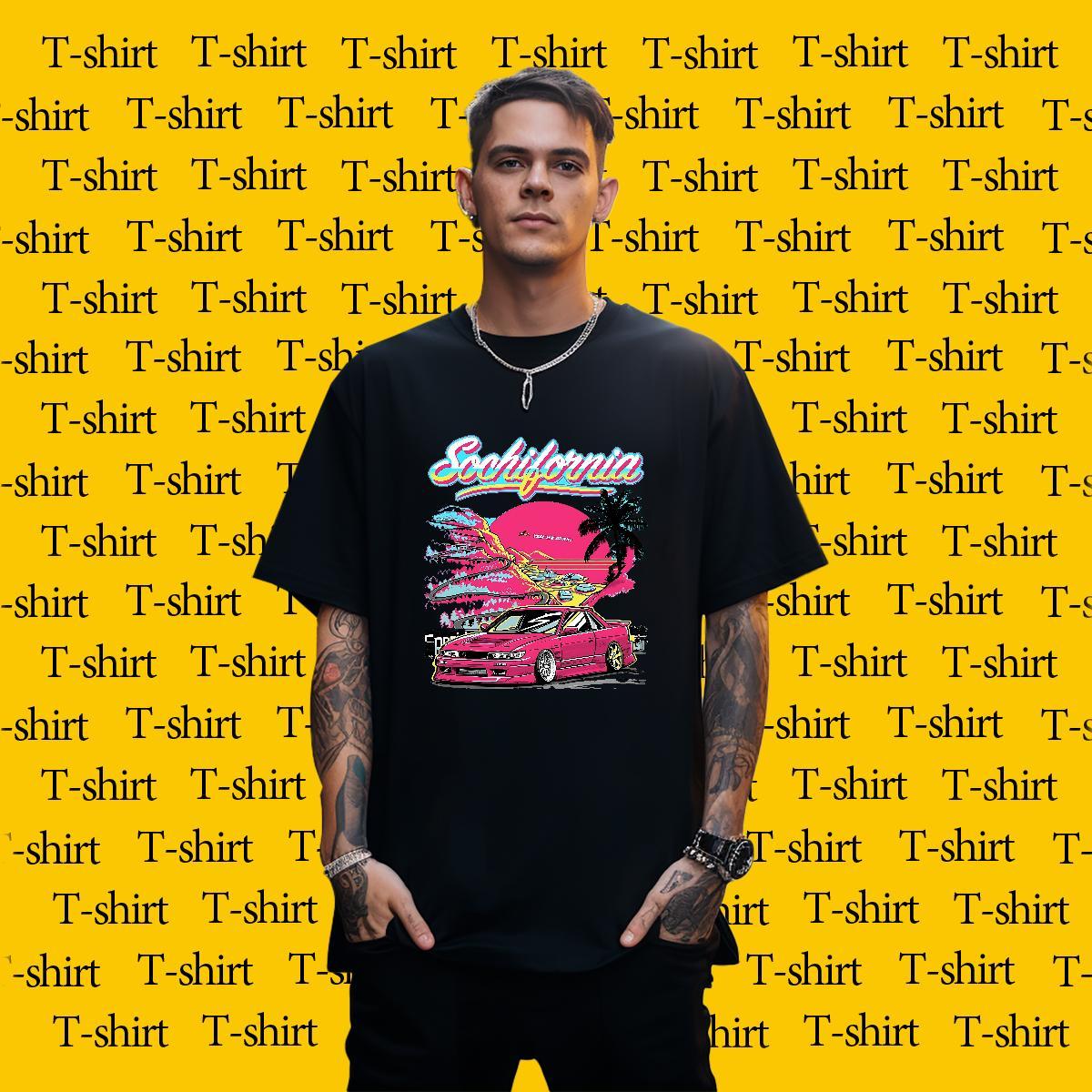 Comfortable beach 100% Cotton 230g Men Tops Tees Beach Breathable Soft Man T Shirts 2024 New DIY Printed Tshirts