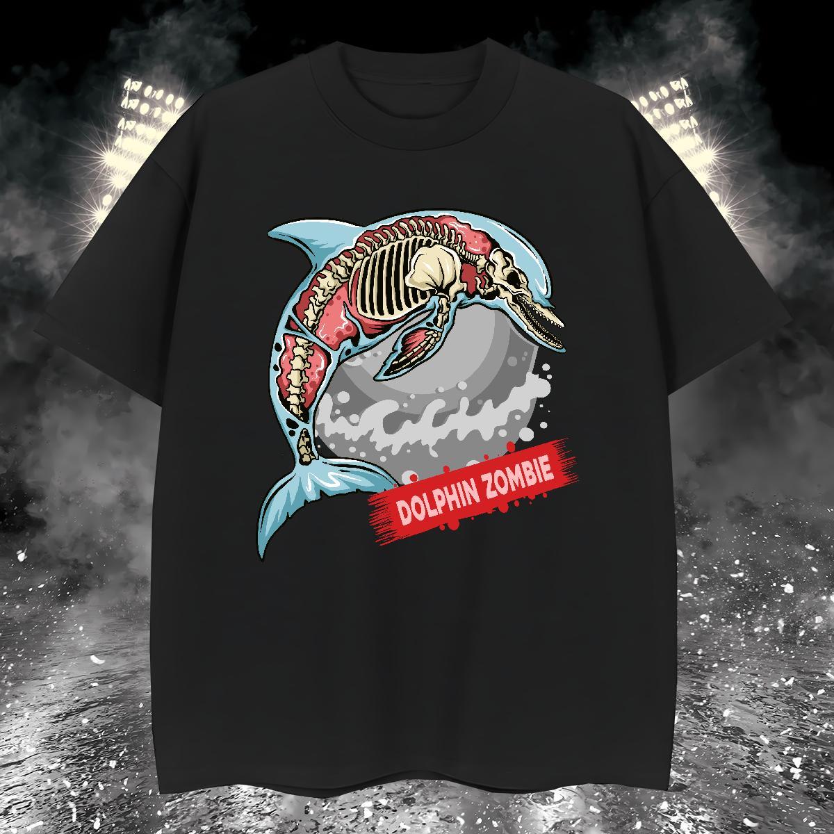 TOP Quality T Shirts Men dolphin Breathable Crew Neck Casual Black Oversized 230g Cotton Tshirts New Tops