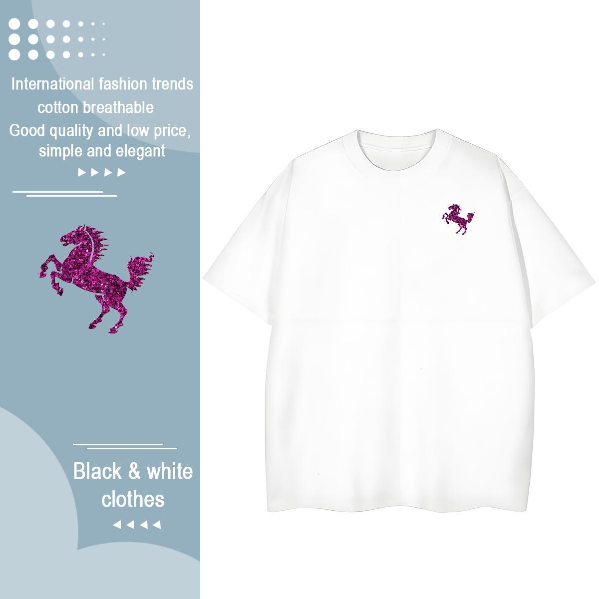 2024 Summer Men Tees horse Hip Hop Street 230g Cotton Tshirts O-Neck Short Sleeve Unisex T-Shirts Skull