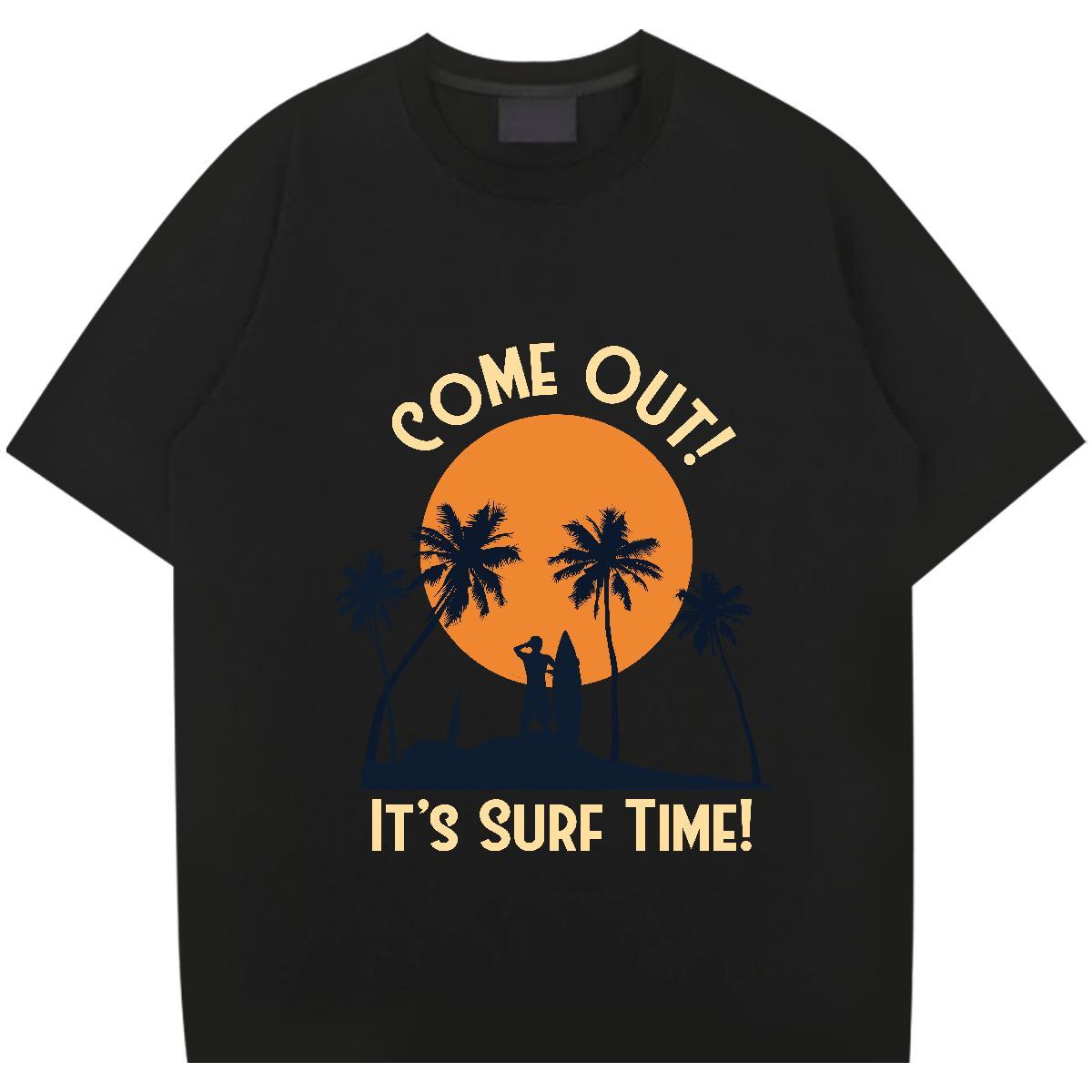 Loose Men Tees Daily Wear 230g Cotton Black White O-Neck Short Sleeve skateboarding T Shirts Men DIY Tee Shirt