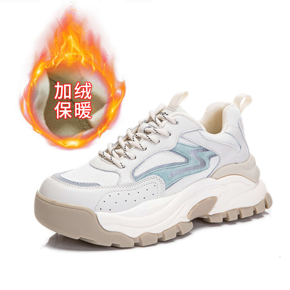 Ddmysports Absorbing Film Genuine Leather Dad Women Winter New Thick Sole Plush Sports Shoes For S Casual And Versatile Running Shoe Trend OUTDOOR