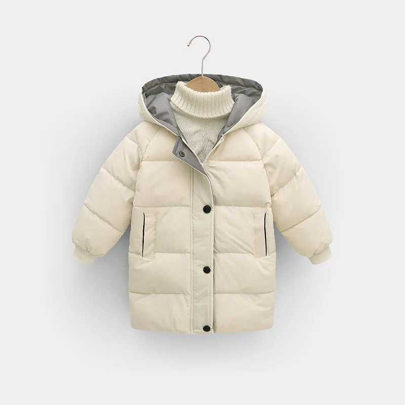 Winter Children Down Coats Boys Girls Fashion Long Overcoat Kids Thicken Casual Warm Outerwear Teenager Hooded Windproof ClothesXJ241214
