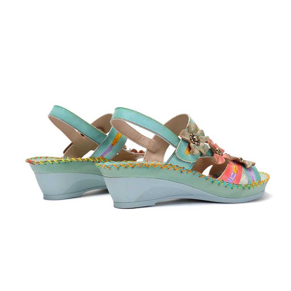 Vicconfy Leather Floral Womens Sandals CL240806