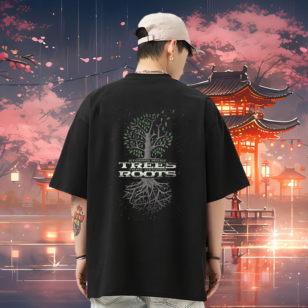 Custom Tshirts tree Casual 100% Cotton 230g Tops Shirt Breathable Short Sleeve Cool T Shirts Men Custom Printed