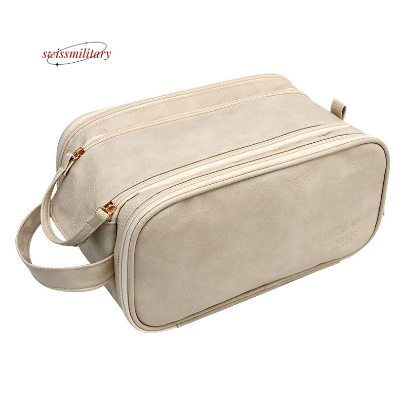 Swissmilitary High aesthetic double zipper with large capacity, portable for business trips, high-end makeup brushes, toiletries, storage bag #20