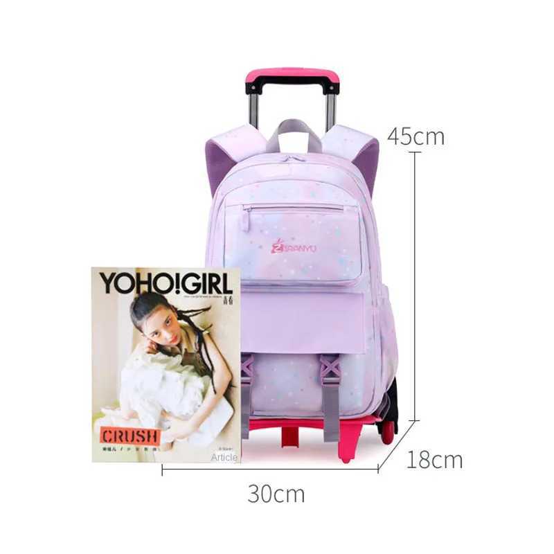 Girls Wheeled backpack Kids Trolley School Bag Children School Backpacks with Wheels School Bags For Students Rolling Backpack Y240820