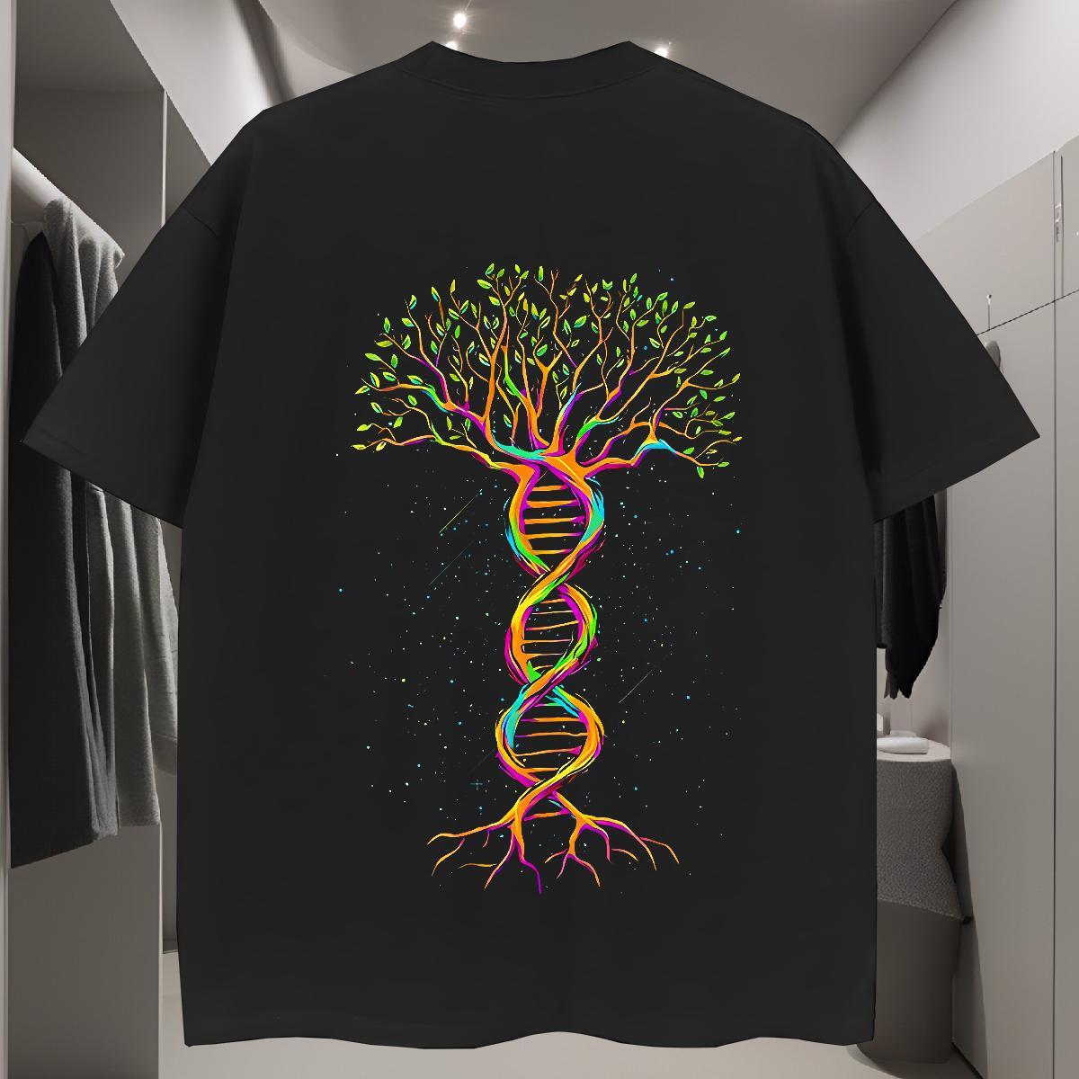 T Shirts Men 230g Cotton tree Anime Printing Street Breathable Crew Neck Custom Print Plus Size Mens Tshirts New Arrival TOP Quality Wear