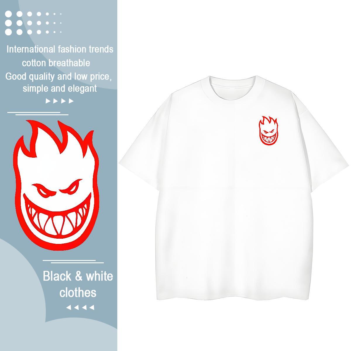 Designer Fashion Men Tops Tees halloween Summer Casual 230g Cotton Tee Shirt O Neck Short Sleeves Loose T-Shirts DIY Anime