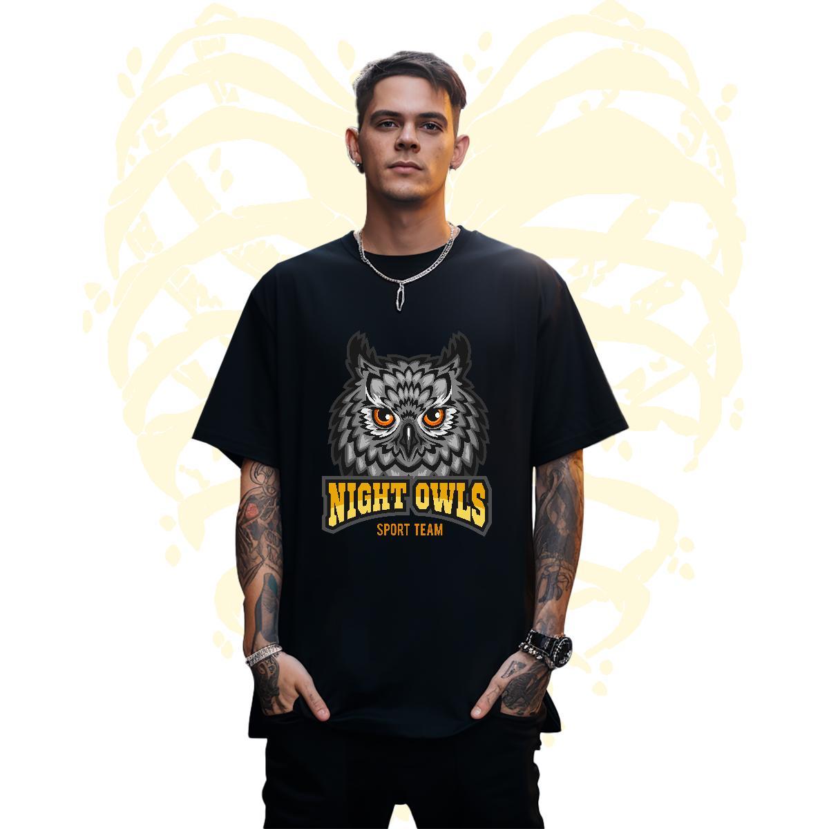 Classic T-Shirts for Men owl Breathable Soft Daily Outfit Custom Print Oversized 230g 100% Cotton Men Tops Tees Classic Casual Tops Shirt