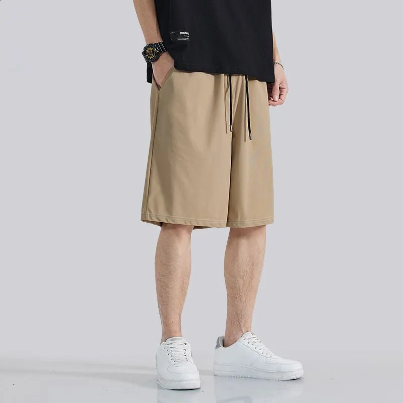Solid color summer mens casual thin style breathable sports loose ice paper comfortable fast drying full matching shorts 240819