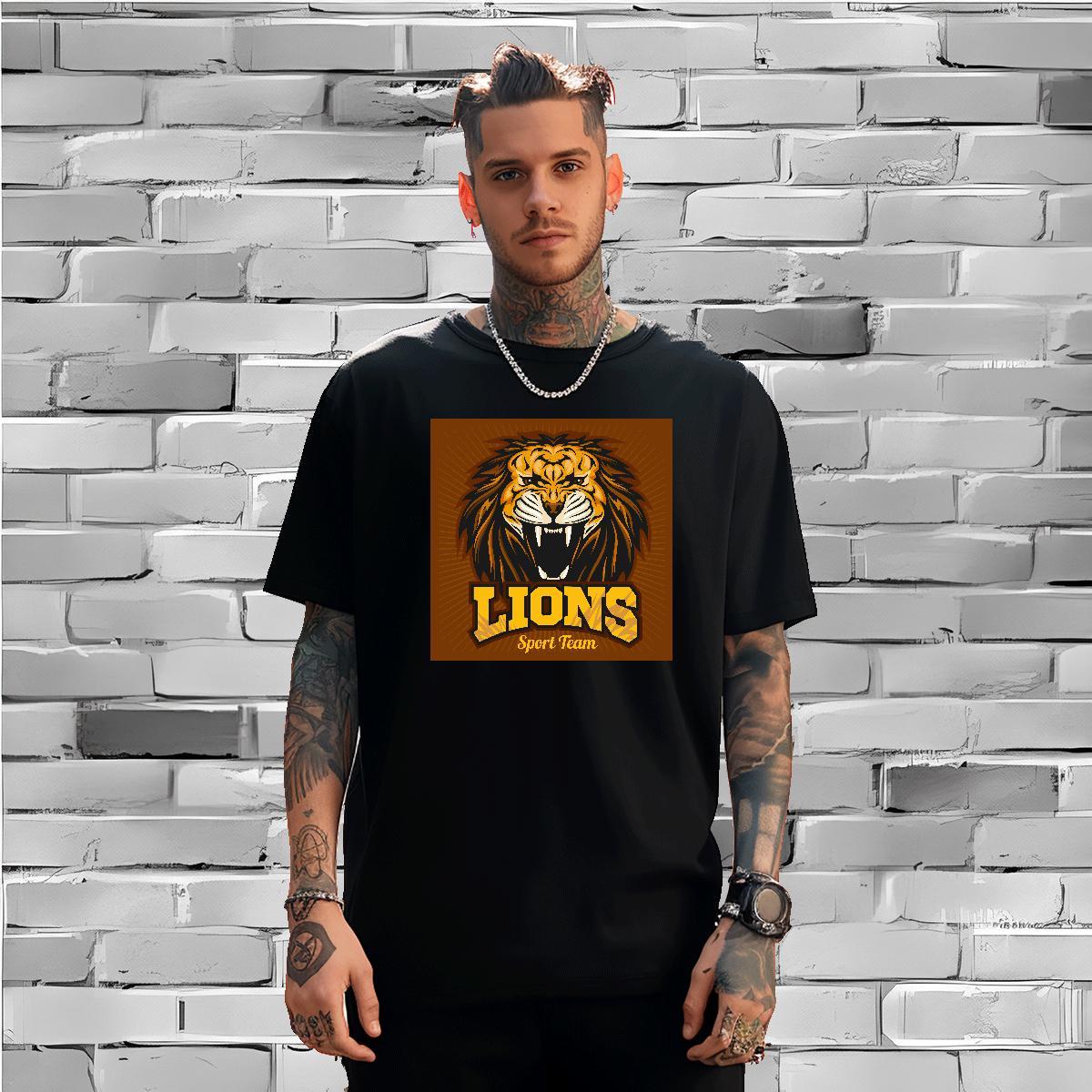 TOP Quality T shirt lion Short Sleeve O-Neck Casual Daily Wear Graphic 100% Cotton 230g Tshirts Designer Clothes